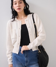 くるみ釦ニットカーディガン