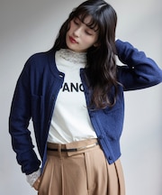 くるみ釦ニットカーディガン