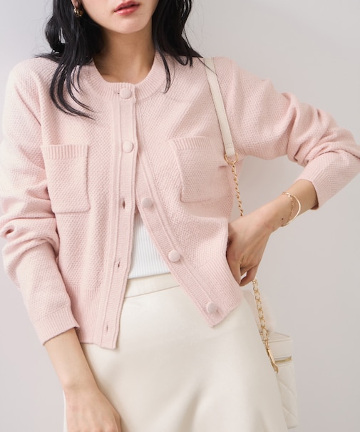 くるみ釦ニットカーディガン