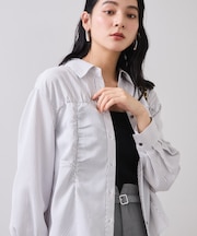 シャーリングギャザー切替シャツ/イージーケア