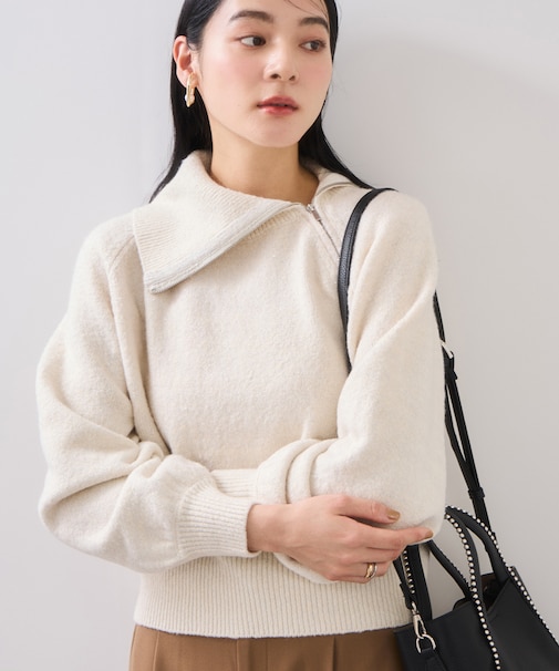 フロントジップニットプルオーバー/イージーケア