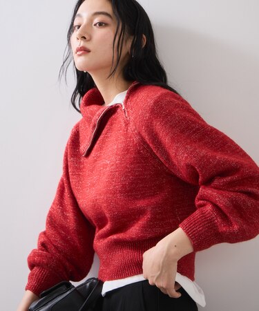 フロントジップニットプルオーバー/イージーケア