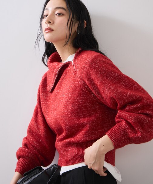 フロントジップニットプルオーバー/イージーケア