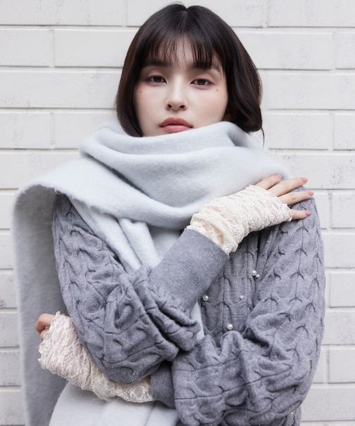 ふわふわフリンジマフラー/静電気防止