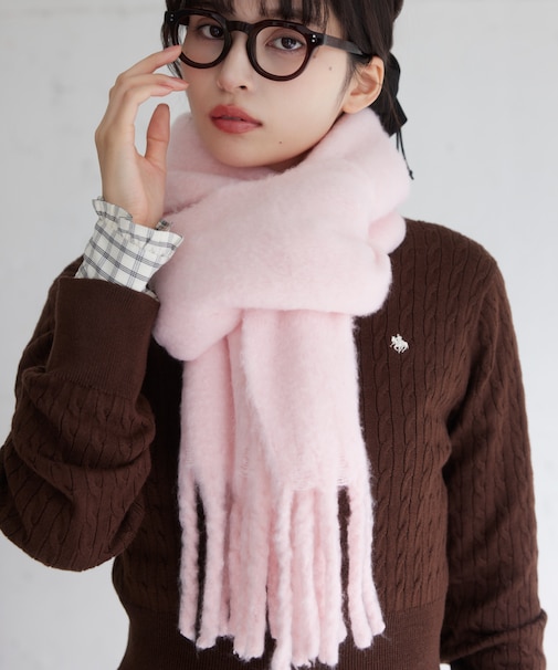 ふわふわフリンジマフラー/静電気防止