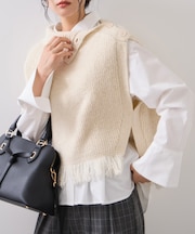 ボタンデザインポンチョベスト