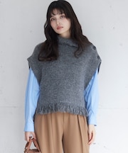 ボタンデザインポンチョベスト