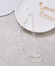 ラインストーンレイヤードネックレス
