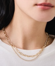 ラインストーンレイヤードネックレス