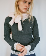 【POLO BCS】VIS別注ヘンリーネックミニケーブルニットトップス