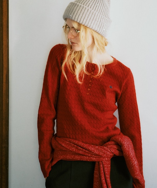 【POLO BCS】VIS別注ヘンリーネックミニケーブルニットトップス