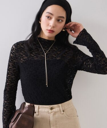 レースプチハイネックインナープルオーバー