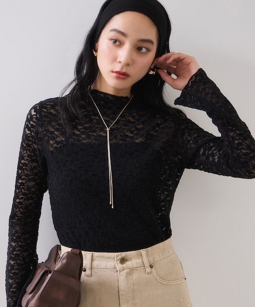 レースプチハイネックインナープルオーバー