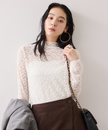 レースプチハイネックインナープルオーバー