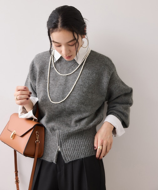 【WEB限定】裾ジップニットプルオーバー