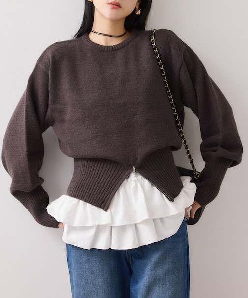 【WEB限定】裾ジップニットプルオーバー
