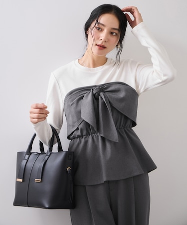 美easyウーリッシュリボンビスチェドッキングカットソープルオーバー/セットアップ対応・イージーケア