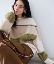 【WEB限定】グラデーションインターシャ起毛ニット