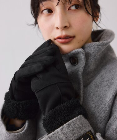 スマホタッチ刺繍付きムートングローブ