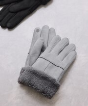スマホタッチ刺繍付きムートングローブ