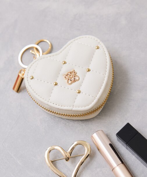 スタッズキルティングハートポーチチャーム