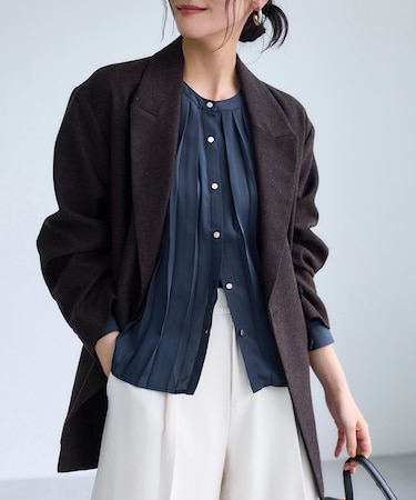 【WEB限定】ゴールドボタンタックブラウス