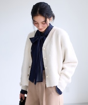 チェックアソートシャギーニットカーディガン/セットアップ対応