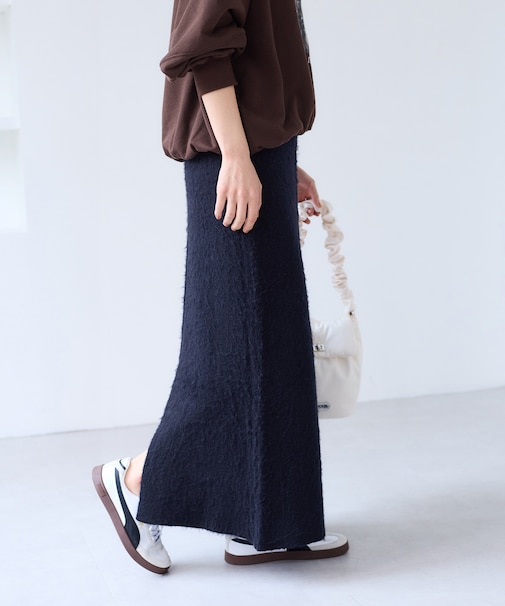 チェックアソートシャギーニットスカート/セットアップ対応