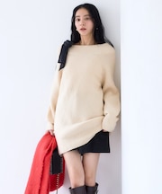 肩リボンミニ丈ニットワンピース/2WAY