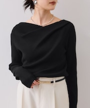 もちもちドレープリブニットトップス