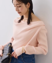 もちもちドレープリブニットトップス