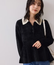 ペプラムデザインシャギーニット