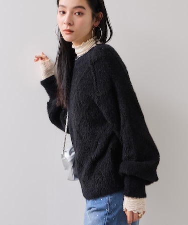 アーガイルフェザーニット/2WAY・イージーケア