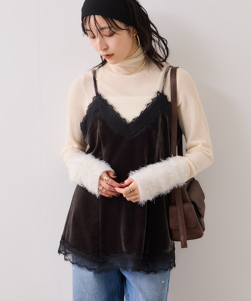 ベロアレースキャミチュニック