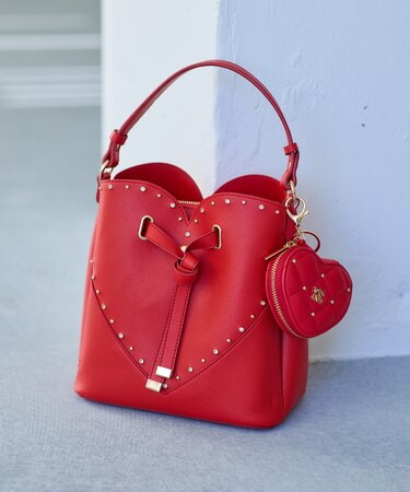 ラインストーン＆スタッズハートカットバッグ