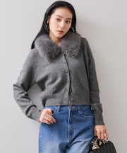 衿ファー取り外しカーディガン