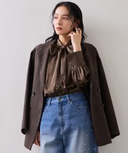 サテンボウタイブラウス