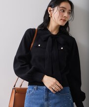 ニットリボン付きプルオーバー