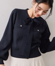 ニットリボン付きプルオーバー