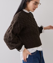 【WEB限定】ローゲージケーブルクロップドニット