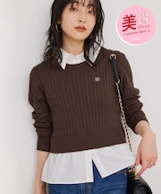 【美得】ハイゲージケーブシャツドッキングプルオーバー