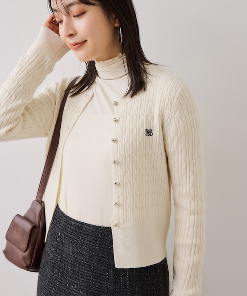 ケーブルコンパクトカーディガン