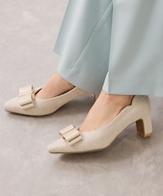 ハートカットリボンパンプス