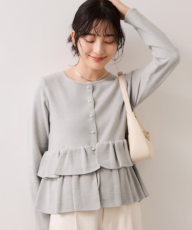 ティアードペプラムニットカーディガン