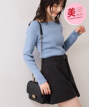 【美得】スクエアネックニットプルオーバー