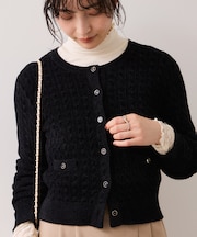 モールベロアケーブルカーディガントップス/イージーケア