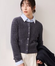 モールベロアケーブルカーディガントップス/イージーケア