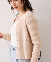 モールベロアケーブルカーディガントップス/イージーケア