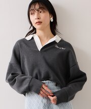 ワンポイント刺繍ポロニットプルオーバー
