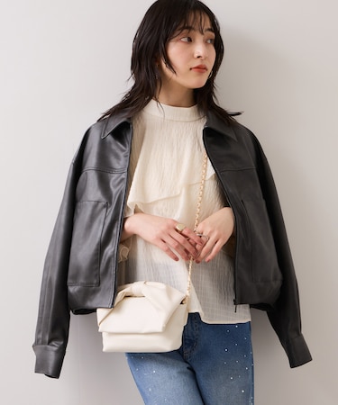 アウトポケット合皮ブルゾン